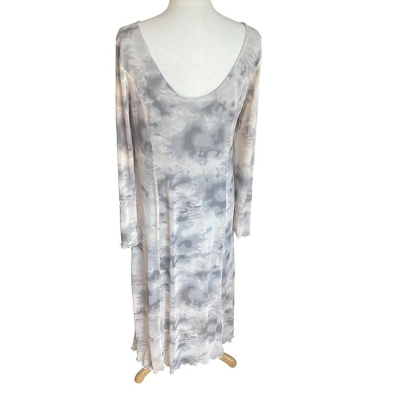 Allison Brittney Muted Long Sleeve Watercolor Sheer Midi Sheath Fairy Dress-L - Picture 8 of 13